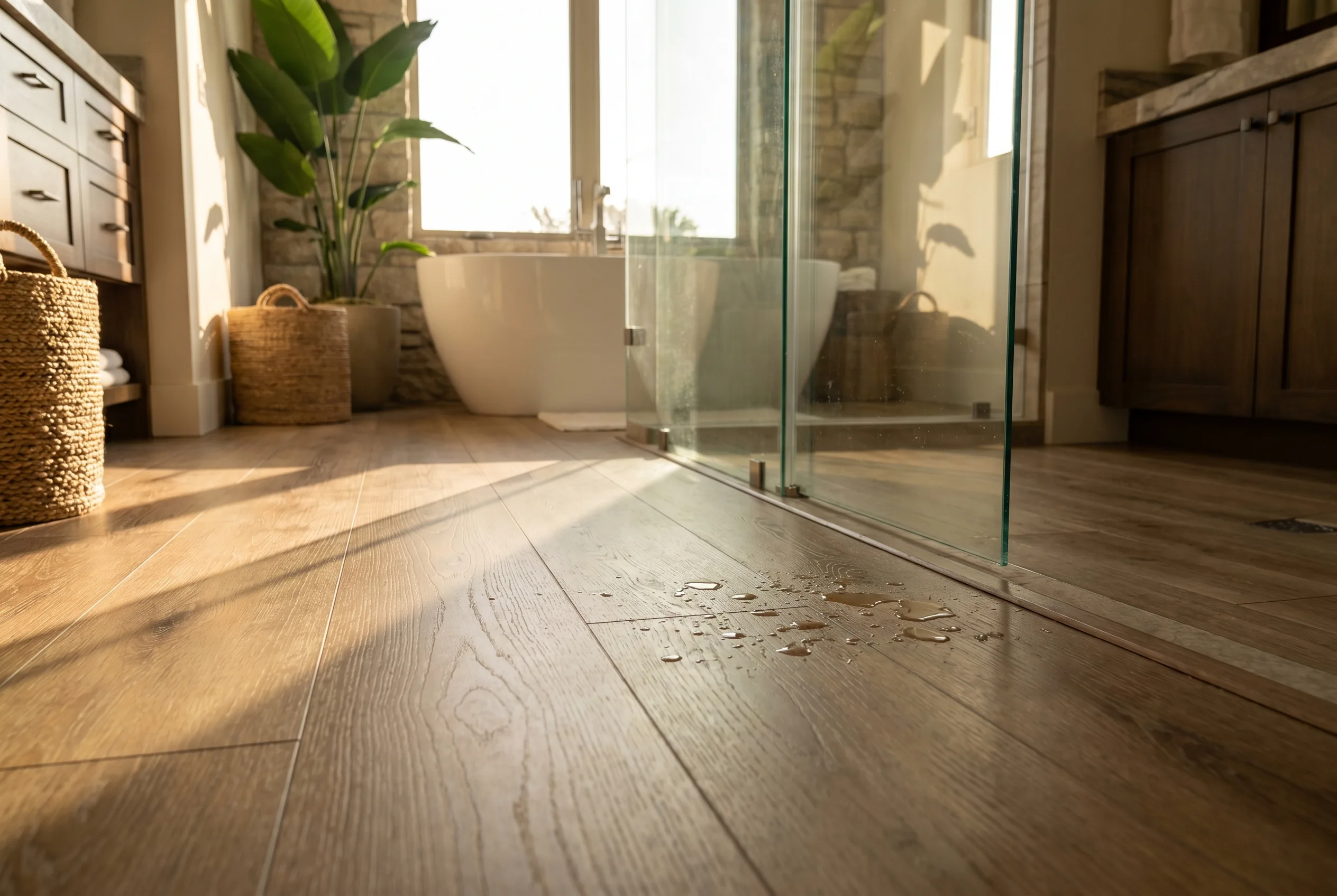 Baño con piso SPC impermeable