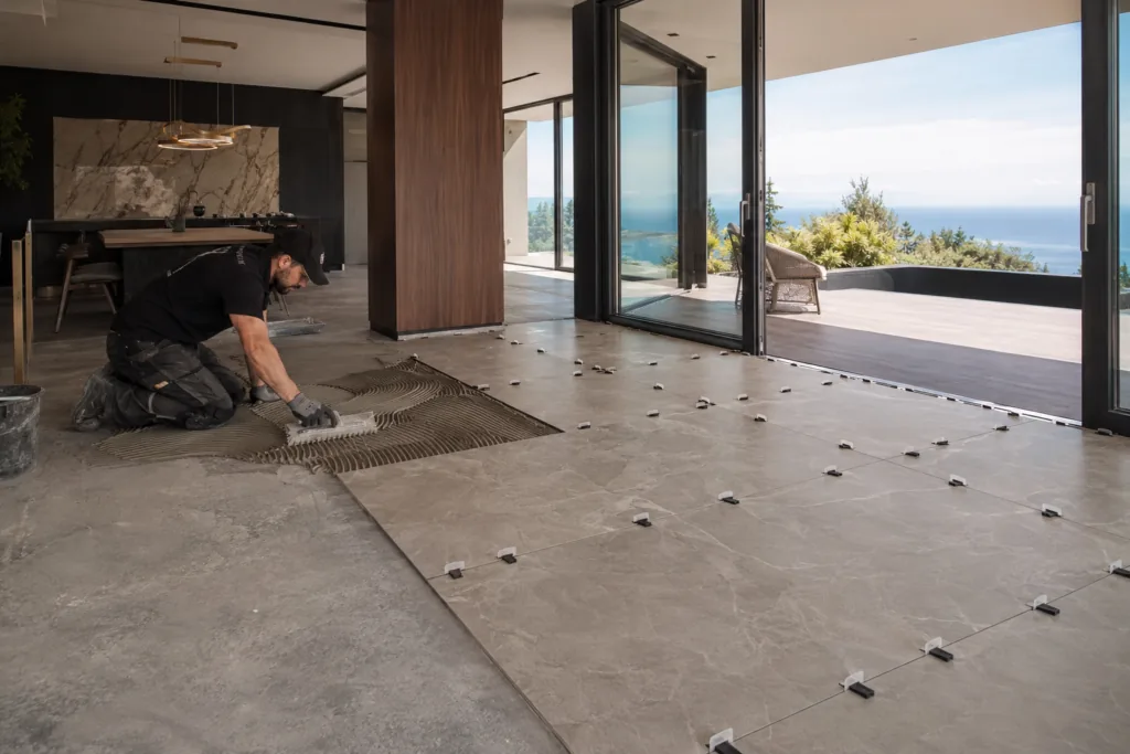 Instalación profesional de porcelanato premium — Novaclínica del Valle
