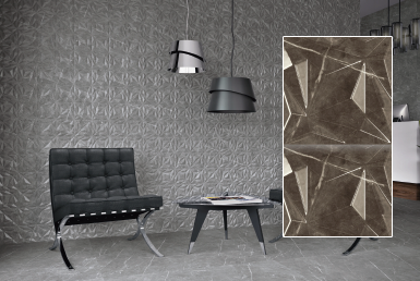 kinara-importación-distribución-ventas-revestimientos-de-construcción-15x15cm-TAVI-BRONZE-GREY sala pared con ceramica porcelanato baldosas terminado mate tono oscuro