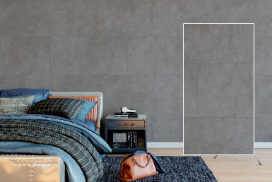 Kinara-importación-y-venta-porcelanato-tipo-cemento-mármol-30x60cm-TAMY-GRIS porcelanato y cerámica formato grande en dormitorio piso pared