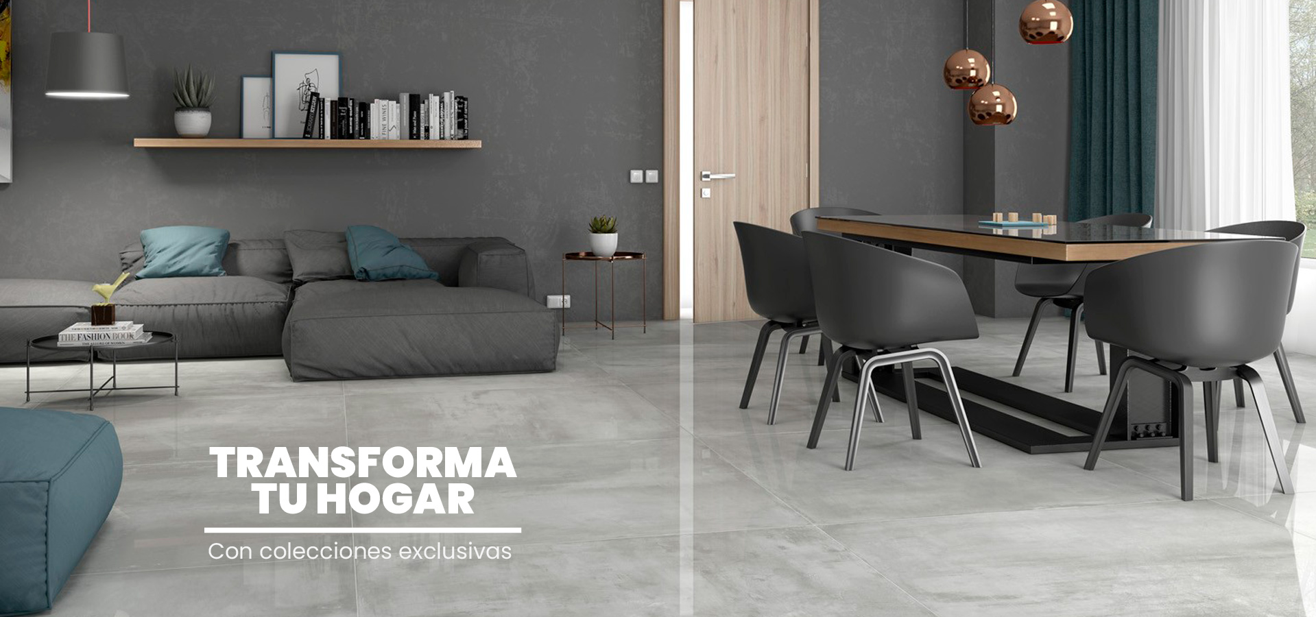 sala comedor porcelanato hogar