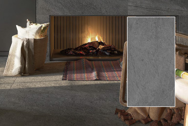 Kinara-importación-y-venta-porcelanato-y-cerámica-formato-grande-60x120cm-KINGDOM-COAL porcelanato y cerámica formato grande en sala chimenea piso pared