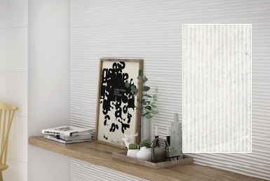 kinara-importación-distribución-ventas-revestimientos-de-construcción-30x90cm-NIVAL-DUNAS-BLANCO pared con cerámica porcelanato baldosas terminado mate tono claro mesa madera