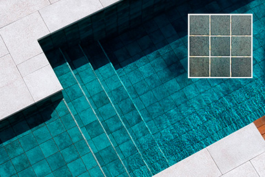 Mosaico de piscina con cerámica color azul cielo 10 x 10