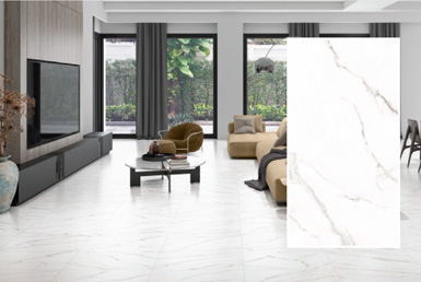 Cerámica tipo marmol, 30x60 cm color blanco con vetas cafes.