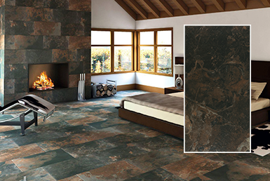 Cerámicas antideslizantes alto trafico, en garajes con cama cafe y chimenea