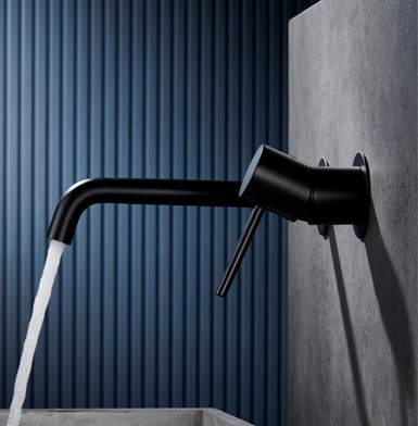 Grifo de lavabo empotrado monomando negro mate serie Monza