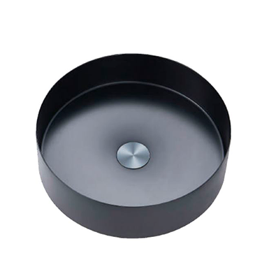 LISBOA NEGRO Lavamanos redondo color negro mate con fondo blanco