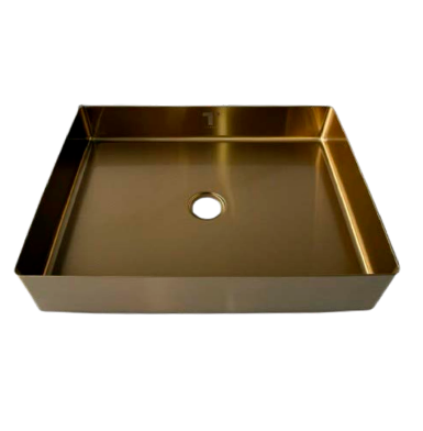 Lavamanos rio oro Lavamanos oro cepillado rectangular para baño con fondo blanco