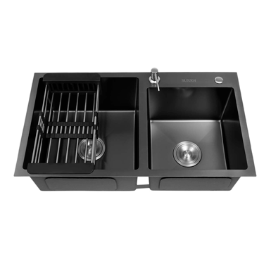 tokio negro Lavaplatos negro mate Quito acero inoxidable con fondo blanco