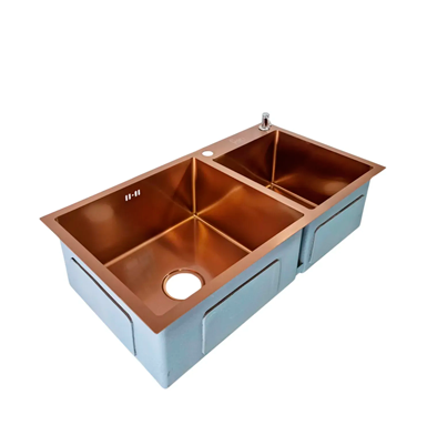 tokio oro rosa Lavaplatos oro rosa doble pozo