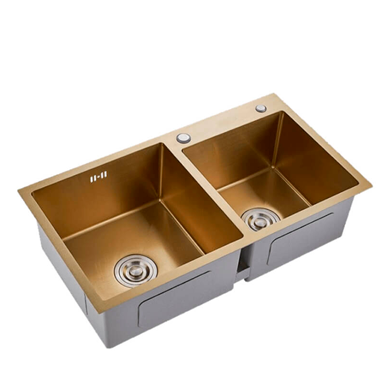 tokio oro Lavaplatos doble pozo con fondo blanco