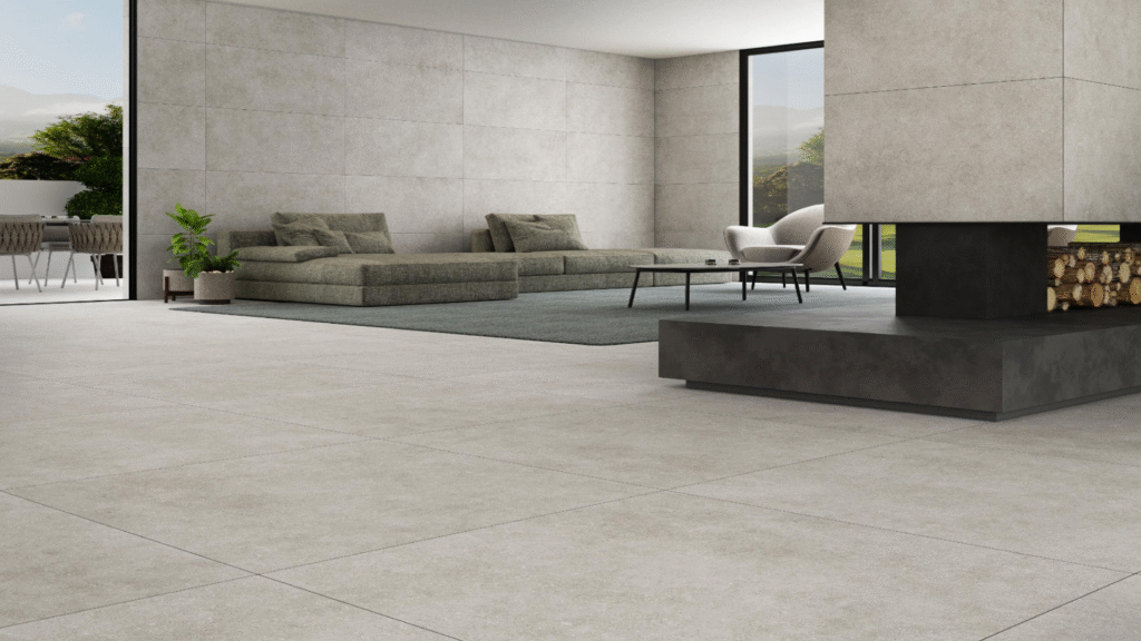 Logra un estilo industrial con porcelanato tipo cemento: perfecto en combinaciones con madera y piedra