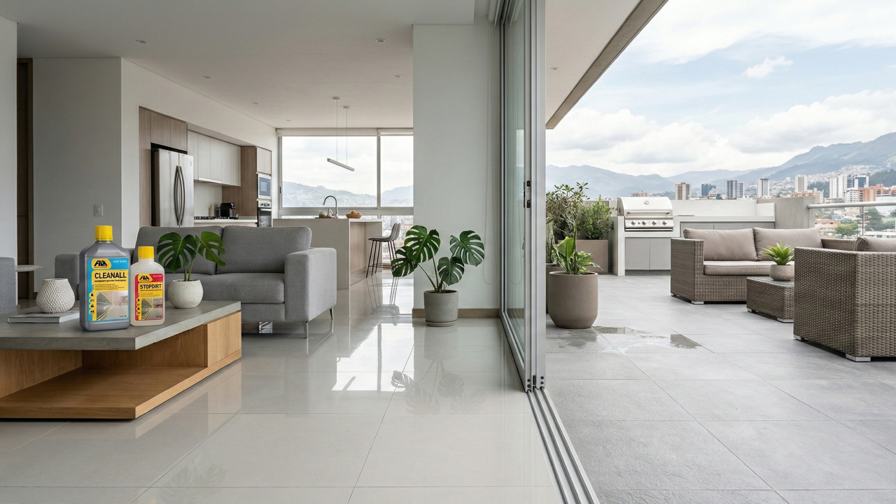 Mantenimiento correcto del porcelanato en interiores y exteriores para conservar su durabilidad y diseño