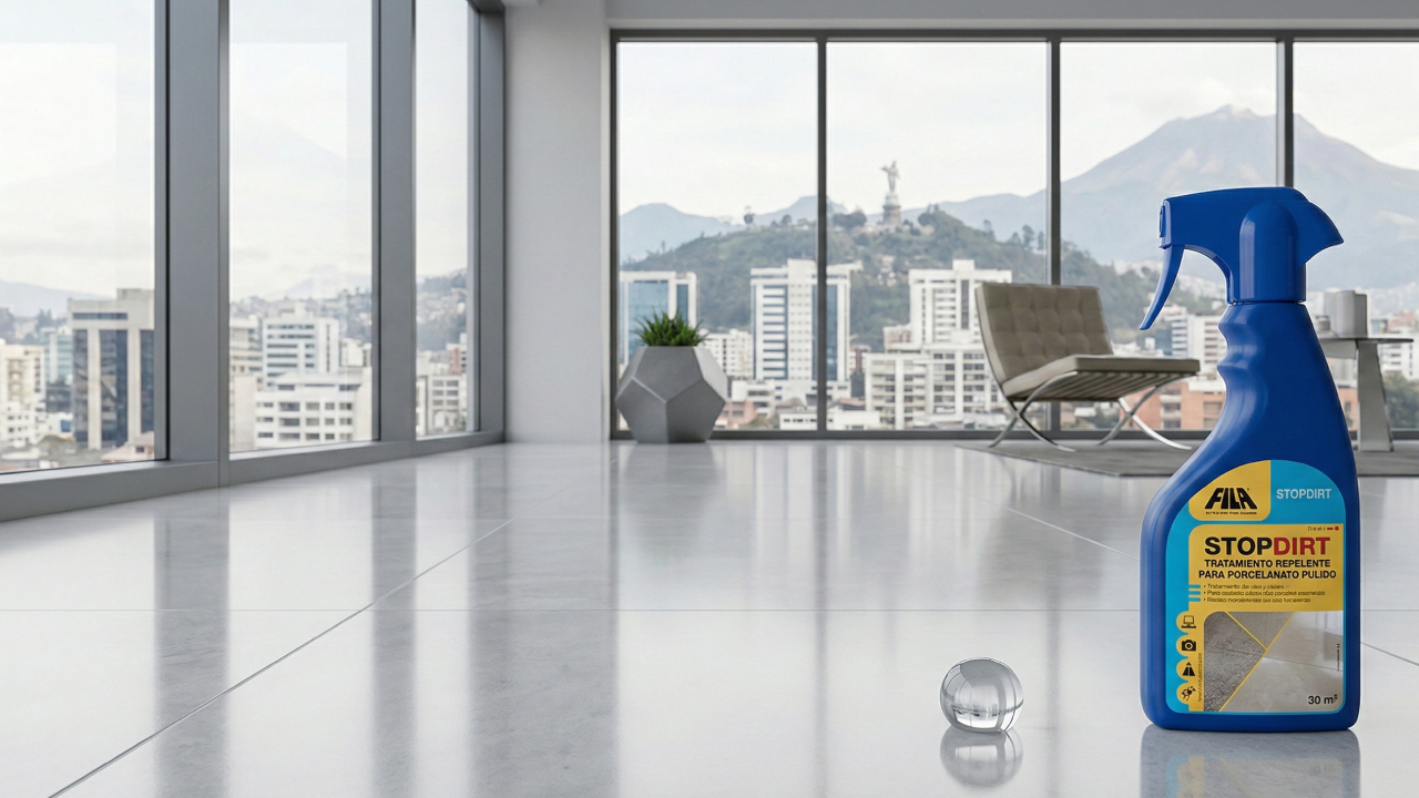 Protección preventiva de porcelanato con FILA STOPDIRT para facilitar la limpieza diaria