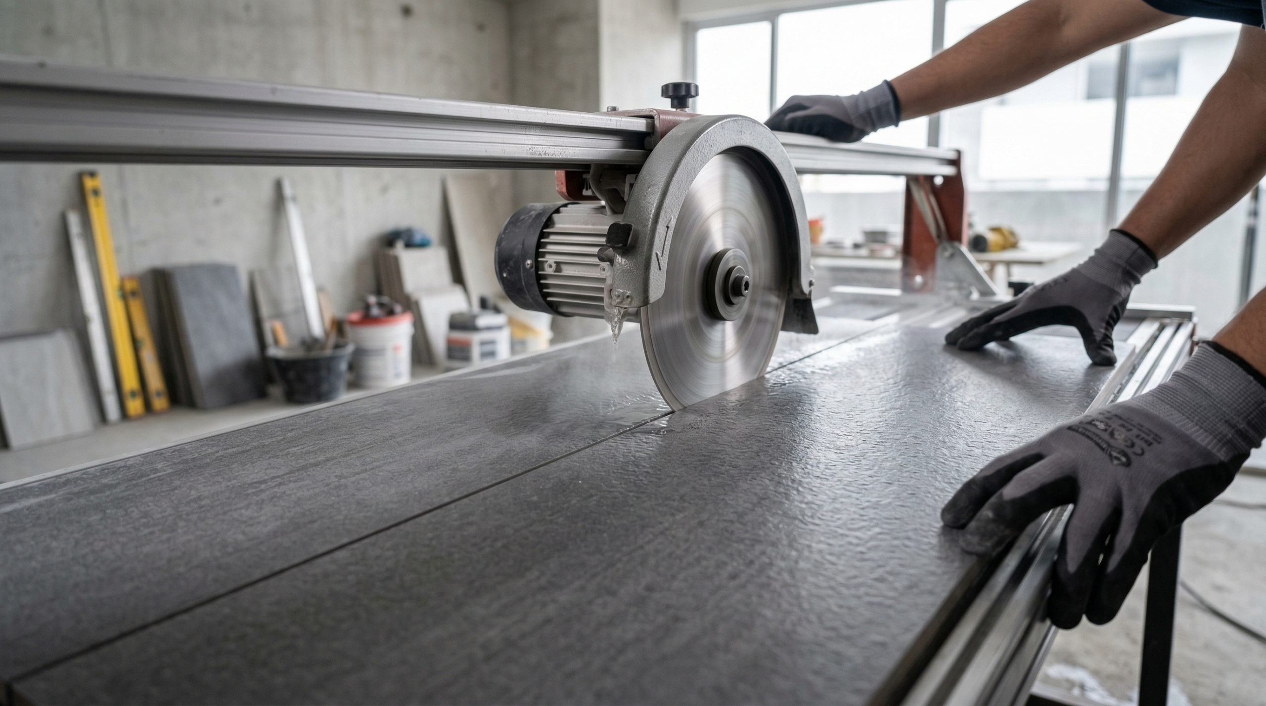 Corte preciso de porcelanato con disco de diamante