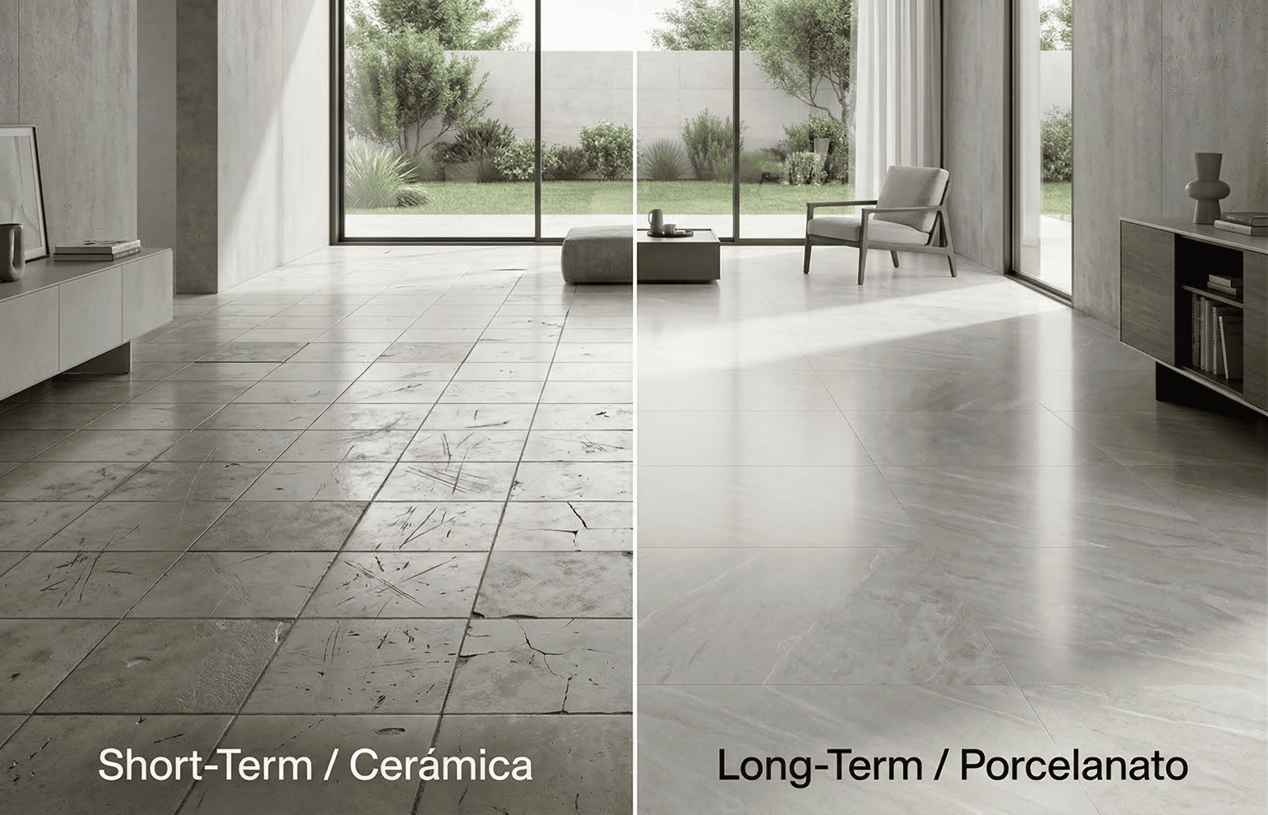 Diferencias-Mantenimiento comparación cerámica vs porcelanato en pisos interiores