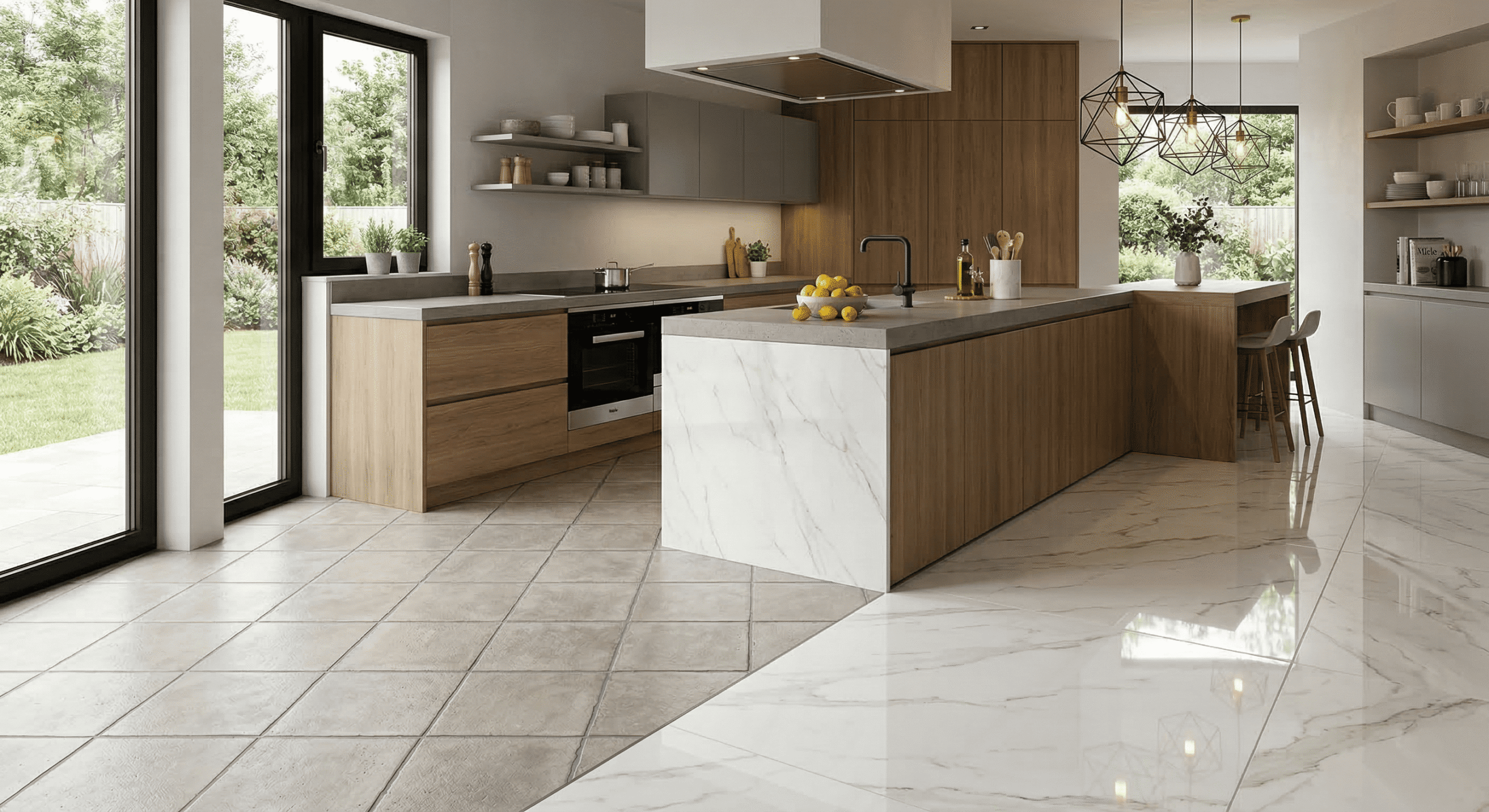 Diferencias-porcelanato-cocina Diferencia entre cerámica y porcelanato en pisos interiores para remodelación