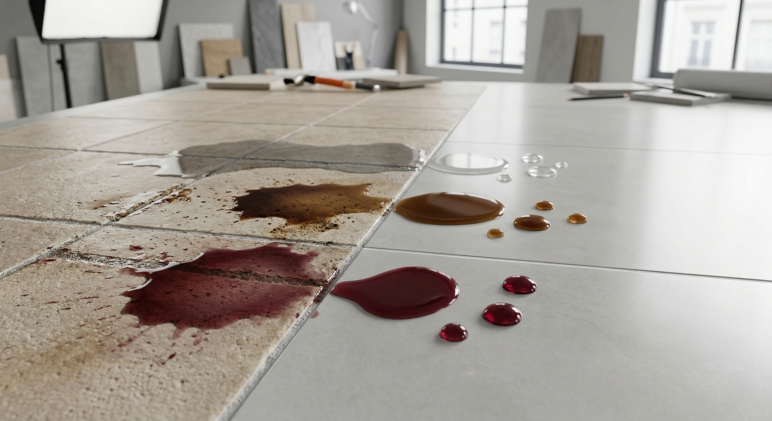 Resistencia-liquidos-porcelanato comparación cerámica vs porcelanato en pisos interiores