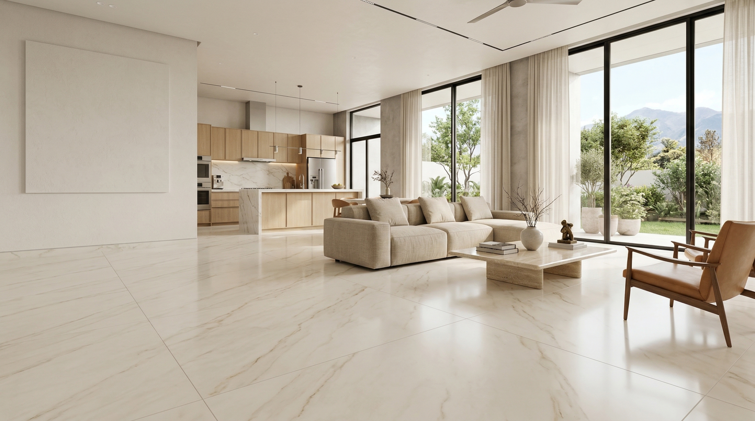 Resultado final de porcelanato instalado correctamente