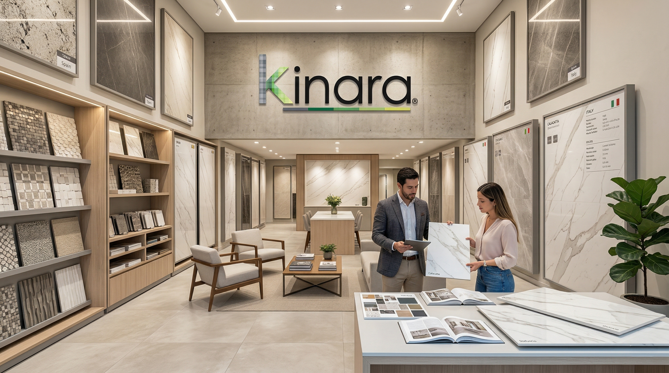 asesoría en showroom kinara para elegir porcelanato de alta calidad con respaldo y confianza