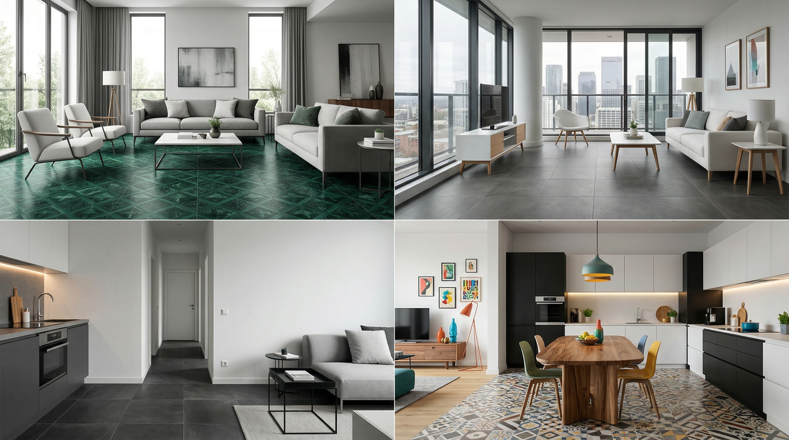 errores al elegir color de porcelanato en 4 escenarios con mala iluminacion tamaño y combinacion