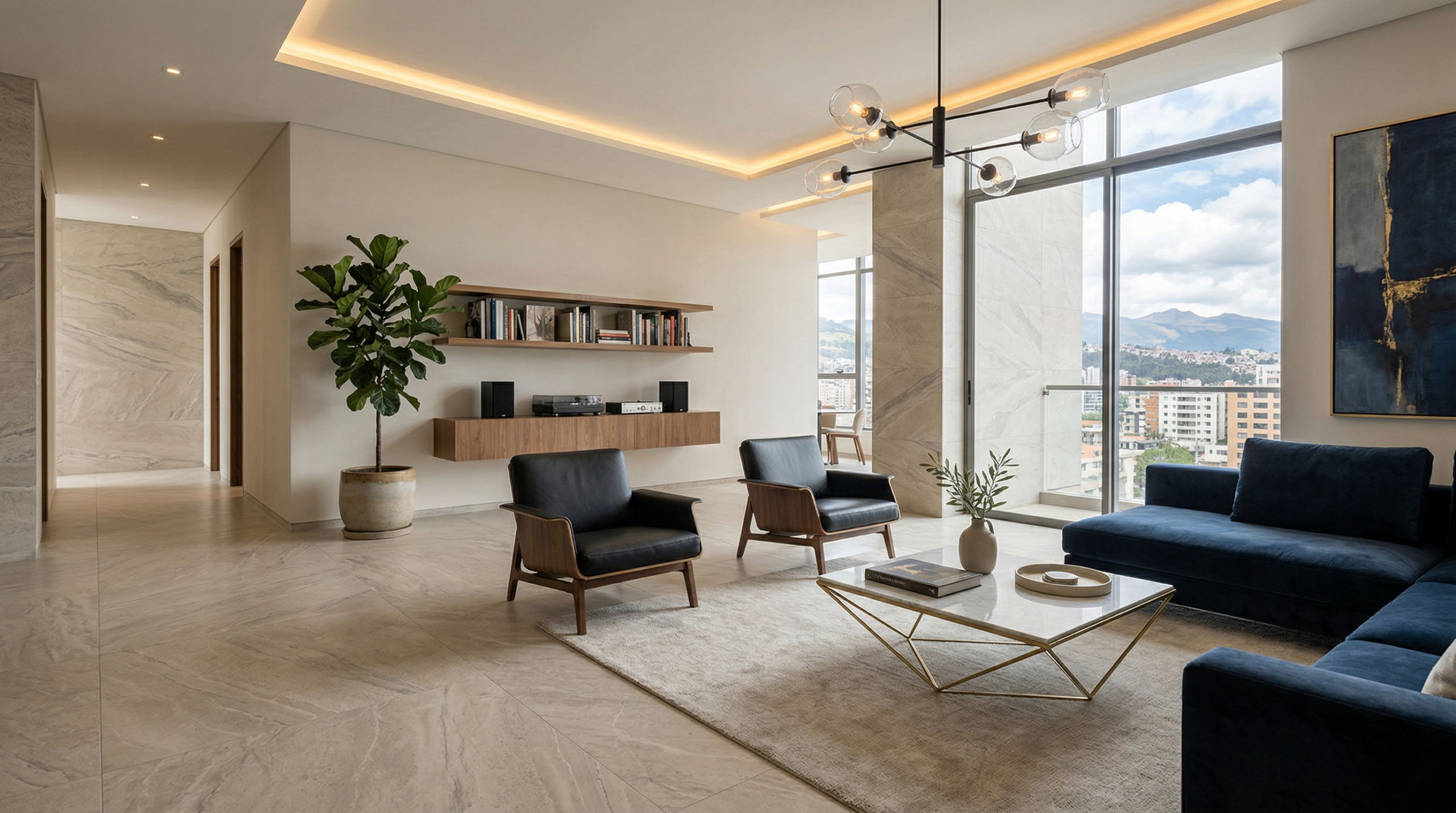 interior moderno con porcelanato importado que mejora la percepcion de calidad y valor del espacio