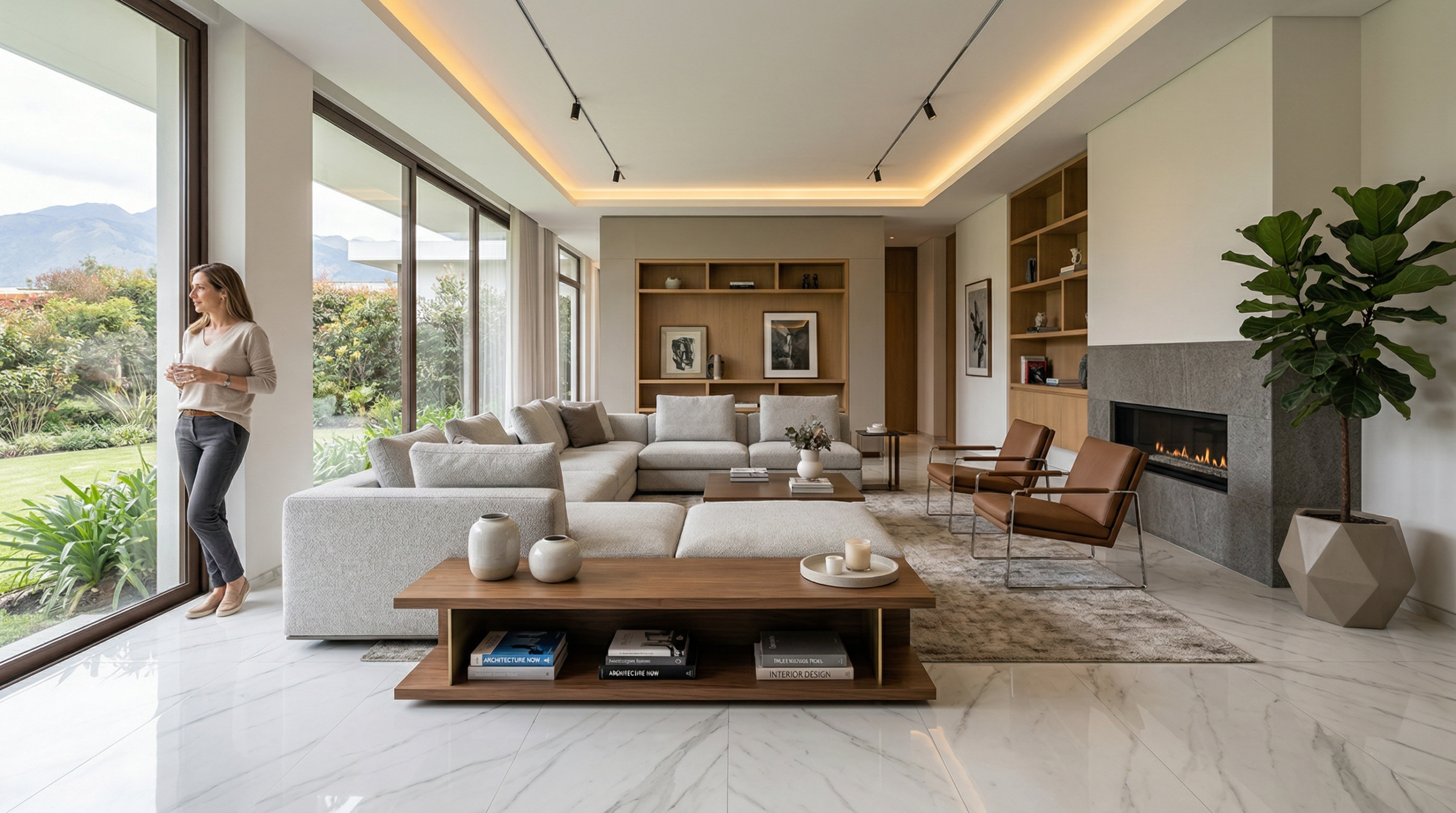 porcelanato de alta calidad en interiores modernos que mejora la percepción del espacio y aumenta el valor de la propiedad