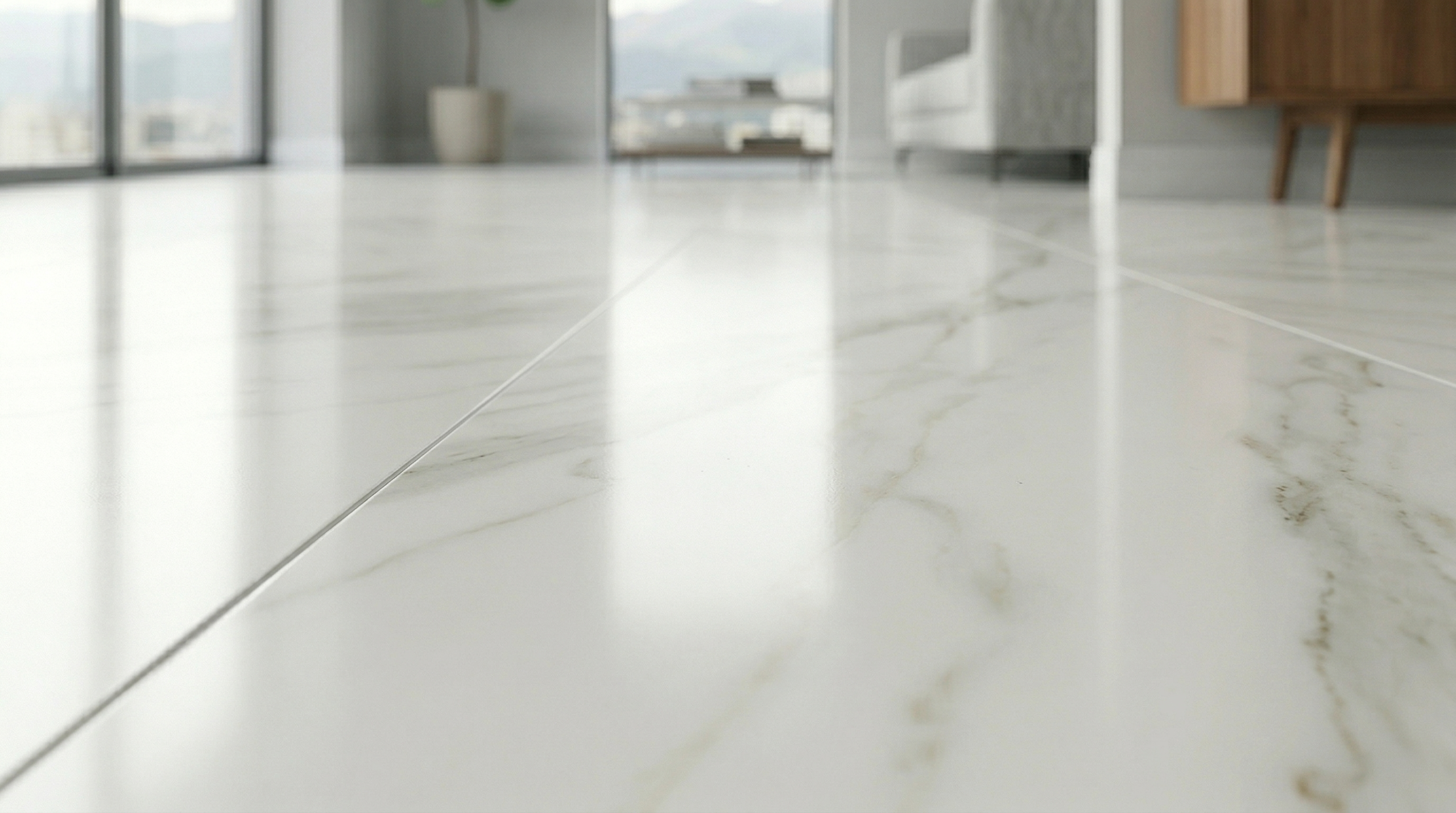 superficie de porcelanato con acabado uniforme sin imperfecciones y textura elegante tipo mármol